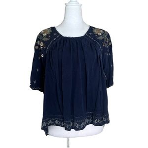 Knox Rose Floral Embroidered Boho Blouse